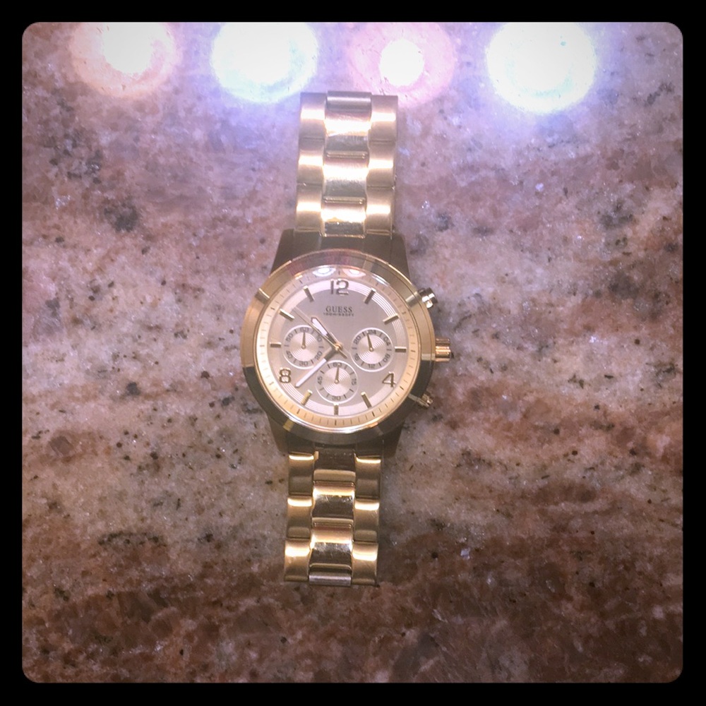 Guess Gold Tone Chronograph Watch